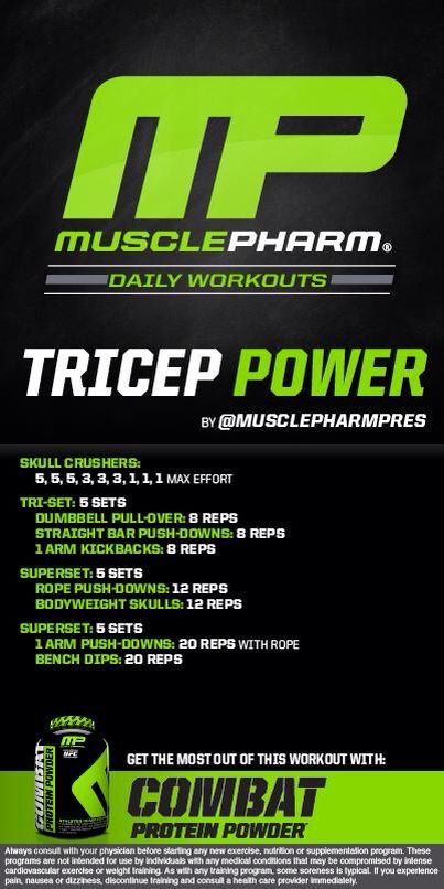 Muscle Pharm - Tricep Power Workout Musclepharm Workouts, Power Workout, Muscle Pharm, Lifting Workouts, Chest Muscles, Chest Workouts, Shoulder Workout, Muscle Fitness, Weights Workout