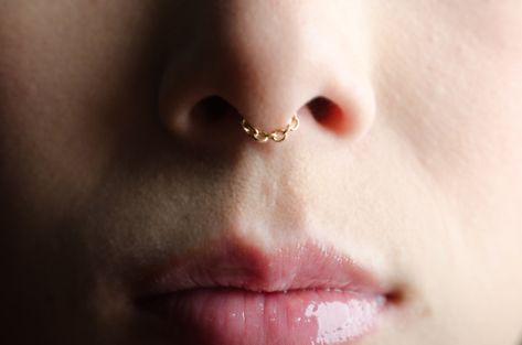 Image of Yellow Gold Septum Chain 18k $80 Septum Chain, Chain Septum, Rose Gold Septum Ring, Gold Septum Ring, Gold Septum, Tattoo Time, Fav Products, Clap Clap, Piercing Shop