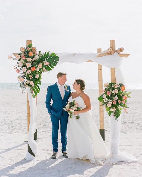 Beach Wedding Arbour, Beach Wedding Arch White Flowers, Simple Wedding On The Beach, Beach Wedding Arch Ideas Simple, Beach Wedding Alter Ideas, Beach Arbor Wedding, Small Beach Wedding Ideas Simple, Simple Wedding Arbor, Simple Elegant Beach Wedding