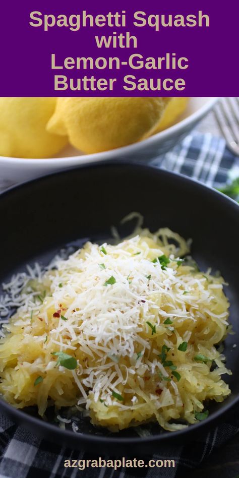 Spaghetti Squash with Lemon-Garlic Butter Sauce Bowl Of Spaghetti, Spaghetti Squash Pasta, Italian Easter Bread, Lemon Garlic Butter Sauce, Italian Easter, Easter Bread, Garlic Butter Sauce, Butternut Squash Soup, Pesto Pasta