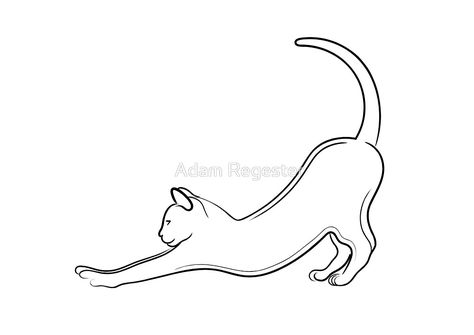 Cat Tattoo Stretching, Cat Stretch Tattoo, Line Art Tattoos Cat, Cat Reaching Up Tattoo, Small Tattoos Underboob, Stretching Cat Drawing, Stretching Cat Tattoo, Stretching Drawing, Cat Stretching Tattoo