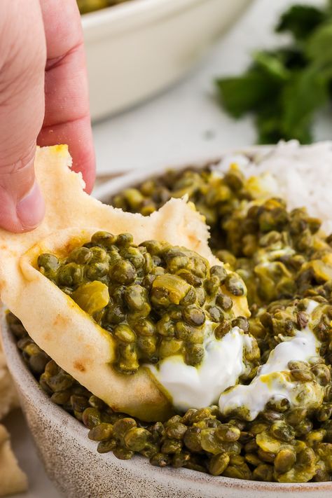 This easy recipe for Coconut Curried Green Lentils is one of my favorite keeper recipes! I love how simple this lentil curry recipe is to make, and it’s SO delicious (especially with some plain yogurt and soft buttery naan). This coconut curried lentils recipe calls for French green lentils that hold their shape better than some other types of lentils, for a unique curried lentils recipe that has incredible texture and flavor. This recipe is super versatile though, and can be used with other typ Fenugreek Leaves Recipe, Green Lentil Curry, Crock Pot Curry, Lentil Coconut, Curried Lentils, Coconut Milk Sauce, Lentil Recipe, Lentil Curry Recipes, Lentils Recipe