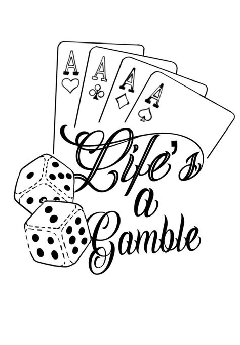 Lifes A Gamble Tattoo, Half Sleeve Tattoos Sketches, Half Sleeve Tattoo Stencils, Loyalty Tattoo, Card Tattoo Designs, Cool Tattoo Drawings, Tatoo Inspiration, Tattoos Mandala, Tattoo Outline Drawing