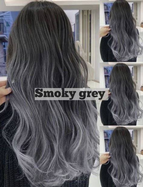 Ash Gray Hair Color, Hair Color Swatches, Silver Ombre Hair, Blue Hair Highlights, Silver White Hair, Korean Hair Color, Hair Color Underneath, Ash Hair Color, Men Hair Color