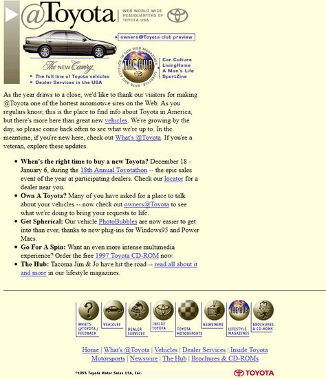 Toyota Usa, School Website, Grafic Design, Web Design Trends, The 1990s, Design Museum, History Design, Web App, Design Inspo