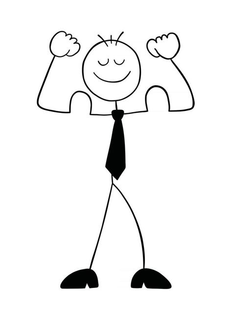 Stickman Businessman Character Strong and Showing Biceps Vector Cartoon Illustration Stick Man Party, Stick Man Art, Stickman Character, Strong Illustration, Stick Illustration, Stickman Drawing, Whiteboard Art, Sharpie Drawings, Funny Stick Figures