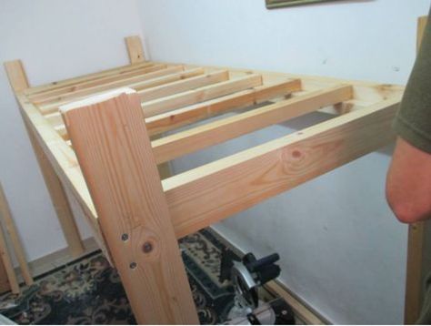 This was a post someone had and I used part of the idea for our frame thanks How To Build A Loft Bed Diy Step By Step, Playground Basement, Diy Loft Beds, Loft Bed Diy, Build A Loft, Build A Loft Bed, Bed Idea, Loft Bed Plans, Murphy Bed Ikea