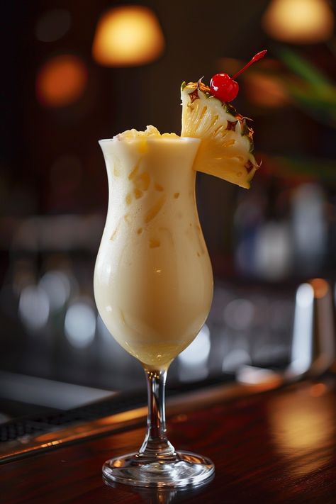 Escape to a tropical paradise with this refreshing twist on a classic. Engagement Cocktails, Pina Coloda, Paradise Cocktail, Cocktail Aesthetic, Sake Cocktail, Puerto Rico Food, Coffee Artwork, Light Appetizers, Sweet Drinks