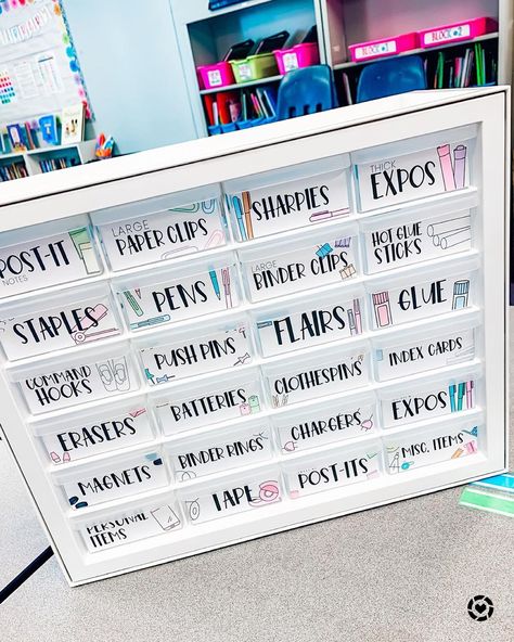 Teacher Mailbox Ideas, Teacher Tool Box, Teacher Toolbox Organizer, Teacher Labels, Classroom Aesthetic, Grade Three, Teacher Toolbox Labels, Teachers Toolbox, Teaching Organization