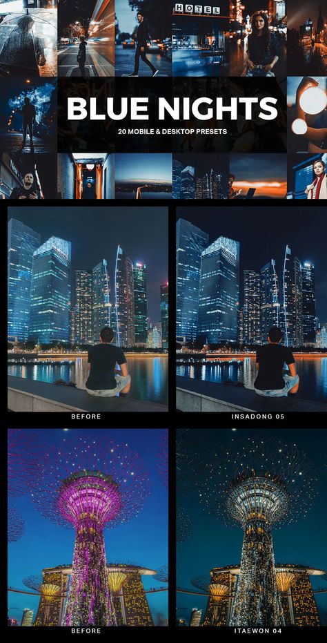 Instantly transform your photos with a moody blue and orange look. This bundle of presets includes Lightroom Mobile presets, Lightroom desktop presets, Capture One profiles, and video LUTs. Ideal for nighttime city and landscape photography. Night Photo Edit Lightroom, Lightroom Night Edit, Night Preset Lightroom, Nighttime City, Hdr Lightroom, Vintage Lightroom Presets, Photoshop Course, Filters App, Phone Photo