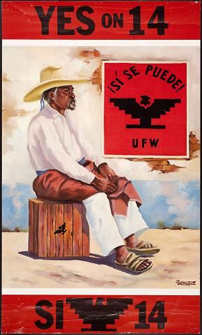 Betanzos, Pro-Proposition 14 Poster for United Farm Workers, California, United States, 1976. ("California proposition 14 was a controversial ballot initiative from the UFW that sought to ensure state funding for the Agricultural Labor Relations Board. It failed.") Mexican Field Workers, Precolonial Mexico, Mexico Vintage Poster, Chicano Movement, United Farm Workers, Mexican Protest, 1800s Mexico, Mexican American Culture, Farm Workers