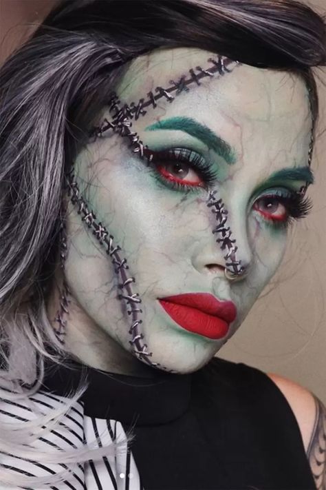 Face Halloween Makeup, Vampire Makeup Tutorial, Frankenstein Makeup, Stitches Makeup, Halloween Makeup Witch, Zombie Halloween Makeup, Cat Halloween Makeup, Monster Makeup, Halloween Makeup Ideas