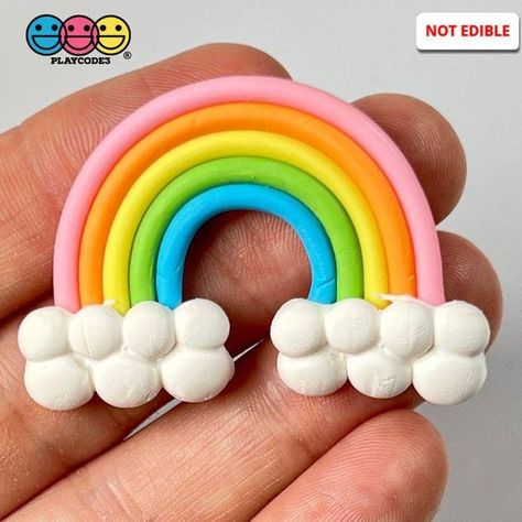 Rainbow Clay Art, Clay Broches, Cloud Clay, Polymer Clay Rainbow, Clay Rainbow, Rainbow And Clouds, Slime Supplies, Foam Clay, Slimes Supplies