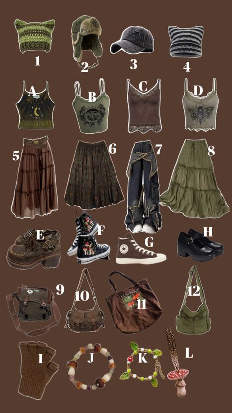 #goblincore #goblin #gremlincore #gremlin #forestcore #forest #core #makeafit #leaf #accesory #cute #outfit #slay Goblin Core Outfit, Goblincore Outfits, Fairy Grunge Outfit, Fairy Core Outfits, Forest Core, Clothing Design Sketches, Earthy Outfits, Swaggy Outfits, Hippie Outfits