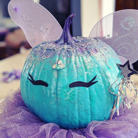 Pumpkin decorating; Fairy pumpkin decorations; Beautiful creations; Pumpkin decorating ideas. Pumpkin Painting Ideas Sparkles, Butterfly Pumpkin Decorating, No Carve Pumpkin Ideas For Kids, Glitter Pumpkin Ideas, Matilda Pumpkin, Fairy Pumpkin Painting, Ballerina Pumpkin Decorating, Easy Pumpkin Decorating Ideas For Kids, Unicorn Painted Pumpkin