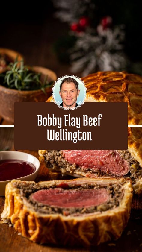 This impressive Bobby Flay Beef Wellington is perfect for a special occasion or when you want to wow your guests. With tender beef fillets wrapped in a savory mushroom duxelles and crispy puff pastry, it’s both luxurious and flavorful. Serve it with a rich red wine sauce for a meal that’s truly unforgettable. Mini Beef Wellingtons With Puff Pastry, Beef Wellington Plating Ideas, Small Beef Wellington, Beef Wellington Red Wine Sauce, Individual Beef Wellington Filet Mignon, Nye Meal For Two, Beef Wellington Recipe Individual, How To Make Beef Wellington, Red Wine Sauce For Beef Wellington