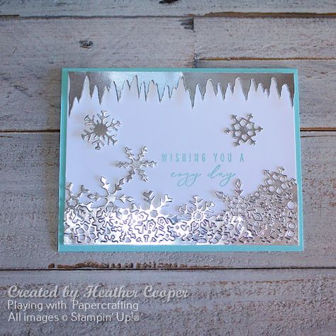 Frozen Edges Stampin Up Cards, Stampin Up Frozen Edges Cards, Stampin Up So Many Snowflakes Dies, Snowflake Sentiments Stampin Up Cards, Stampin Up Snowflake Wishes, Sizzix Catching Snowflakes, Global Design Project, Snowflake Cards, Homemade Christmas Cards