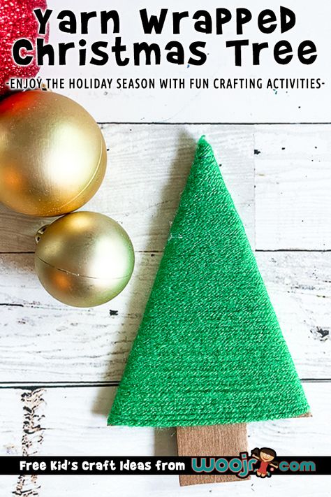 Christmas Tree Kids Craft with Yarn and Cardboard Craft With Yarn, Xmas Crafts Kids, Christmas Tree Kids, Cardboard Tree, Cardboard Christmas Tree, Globe Crafts, Yarn Trees, Turtle Crafts, Free Games For Kids