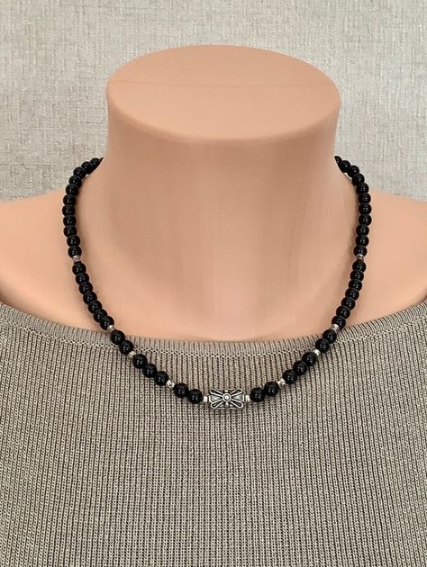 Boho Black Onyx Choker Necklace, Beaded Gemstone Necklace, Stacking Necklace, Unique Gift Necklace Stacking, Multi Strand Pearl Necklace, Stacking Necklace, Sundance Style, Stacked Necklaces, Bead Necklaces, Hippie Necklace, Necklace Unique, Necklace Beaded