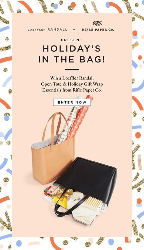 Enter For A Chance To Win A NEW Loeffler Randall Open Tote & $500 To Spend On Gifting Essentials At RiflePaperCo.com! Spring References, Packaging Aesthetic, Newsletter Template Mailchimp, Email Layout, Newsletter Layout, Newsletter Inspiration, Holiday Giveaway, Holiday Emails, Email Marketing Design Inspiration