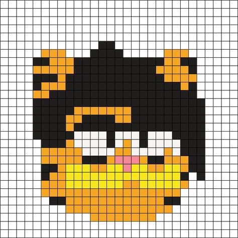 Angry Birds Perler Beads, Garfield Kandi Pattern, Perler Bead Patterns Garfield, Garfield Perler Bead Patterns, Fuse Bead Art, Minion Perler Bead Patterns, Emo Garfield, Emo Perler Bead Patterns, Garfield Perler Beads