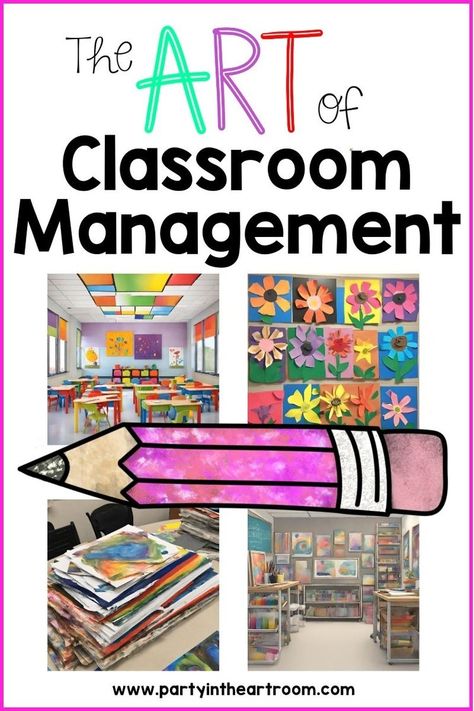 The Ultimate Guide to Classroom Management for Creative Classrooms Art Teacher Classroom Management, Art Class Behavior Management, Art Classroom Decor Ideas, Elementary Art Classroom Decor, Art Classroom Rules, Teaching Art Elementary, Art Classroom Posters, Art Classroom Organization, Middle School Classroom Management