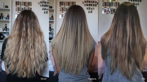 Een keratine behandeling bij de kapper laten doen is enorm duur, maar zorgt wel voor stijl en pluisvrij haar. Daarom probeerde ik het zelf thuis te doen! Hairstyles, Long Hair Styles, Van, Hair Styles, Hair, Beauty