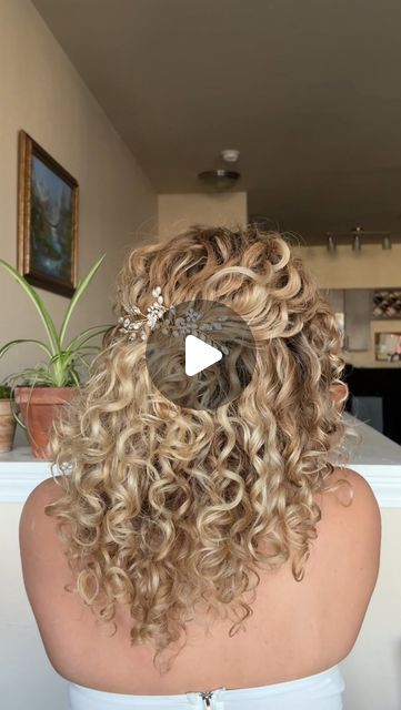 Sierra Miller on Instagram: "Which Curly Bridal hairstyle are you choosing?   Comment a “🤍” and I’ll send you a link to a similar hair accessory!  They’re equally effortless and elegant, made tasteful with a single jeweled accessory. This is your sign to wear your natural curls for your wedding. Where are my 2025 brides?? • • • #curlyhair #curls #curlygirl #curlyhaistyles #hairinspo #hairfashion #hairideas #curlyhairdontcare #bridalhair #bridal #bridalhairstyles #bridalhairstyle #curlybride #naturalcurls #naturalhair #naturalhairstyles" Natural Curly Hair Half Up Half Down Wedding, Wedding Natural Curly Hairstyles, Wedding Hair Styles For Curly Hair, Natural Curly Bridal Hairstyles, Naturally Curly Hairstyles For Wedding, Bride Curly Hairstyles, Natural Curly Hairstyles For Wedding, Curly Hair Styles For Wedding, Bridal Hairstyles For Curly Hair