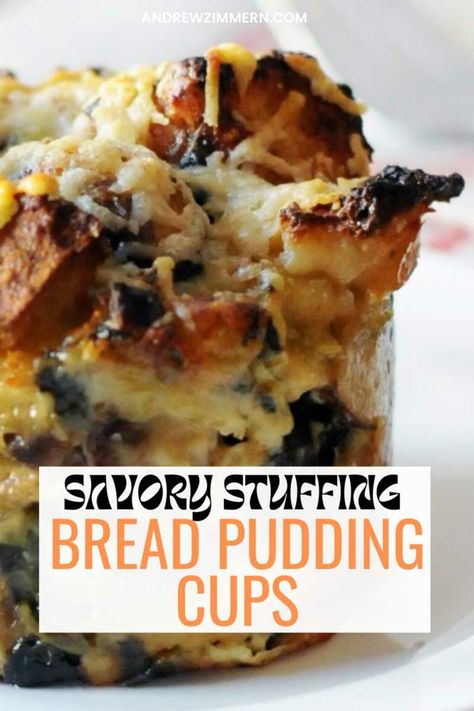 Pepperidge Farm Stuffing Recipes, Stuffing Bread, Pepperidge Farm Stuffing, Savory Bread Puddings, Andrew Zimmern, Leftover Bread, Thanksgiving Stuffing, Bread Pudding Recipe, Pudding Cups