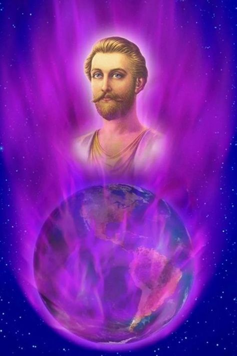 Saint Germain over the earth (saturated in violet flame) Mystic Symbols, Violet Flame, High Places, Angelic Realm, Ascended Masters, Age Of Aquarius, Mystical World, Arte Inspo, Secret Society