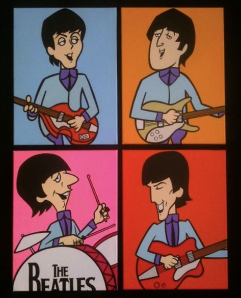 Beatles Painting Ideas, The Beatles Aesthetic Art, The Beatles Painting, The Beatles Drawing, Beatles Painting, The Beatles Cartoon, The Beatles Art, Beatles Drawing, Beatles Memorabilia