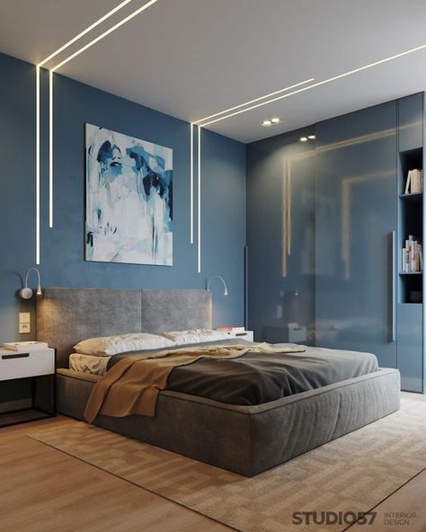 High Ceiling Ideas Bedroom, False Ceiling Design For Flats, Bedroom False Ceiling Design Modern Lighting Ideas, Bedroom Concepts Modern, High Tech Room Interior Design, False Ceiling With Mirror Design, Flat False Ceiling Design, Surface Lights Ceiling Bedroom, Interior Design Visualisation