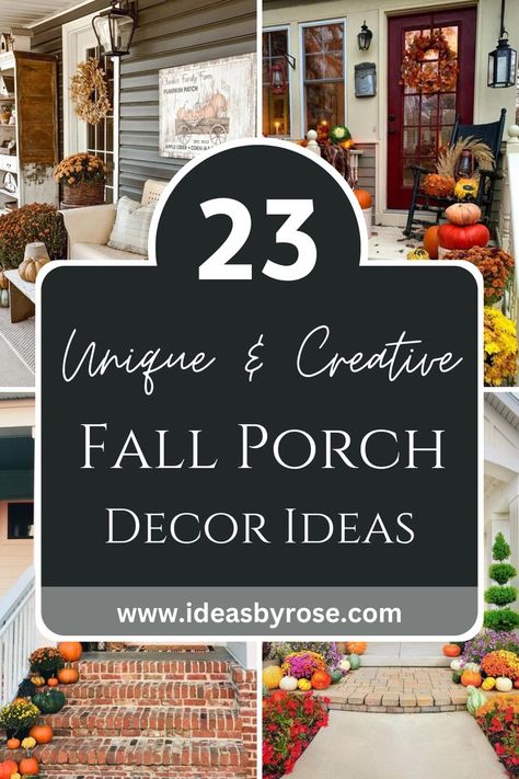 fall porch decor ideas Porch Lantern Decor Ideas, Fall Decor Hay Bales, Porch Lanterns Decor, Porch Lanterns, Fall Porch Decor Ideas, Unique Decor Ideas, Big Front Porches, Fall Front Porch Decor Ideas, Fall Porch Decor