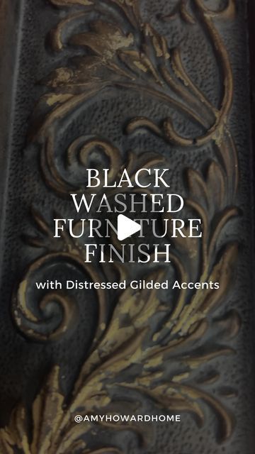 Gold Leaf Painting Furniture, Black Wax On Furniture, Black And Gold Distressed Furniture, Black Wood Paint, Old World Painted Furniture, Black Wax Furniture, Black Wash Furniture Diy, Distressed Black Furniture, Black Wash Furniture