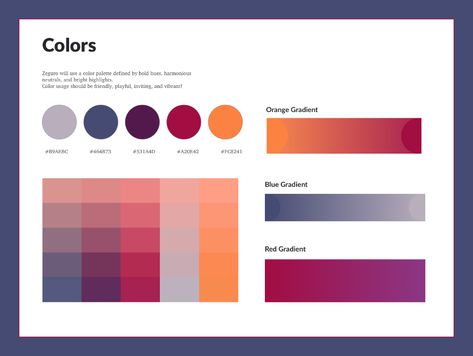 page layout - How to show a gradient within a style guide? - Graphic Design Stack Exchange Gradient Graphic Design, Style Guide Ui, Corporate Design Manual, Brand Guidelines Design, Gradient Graphic, Graphic Branding, Style Guide Design, Identity Design Inspiration, Brand Manual