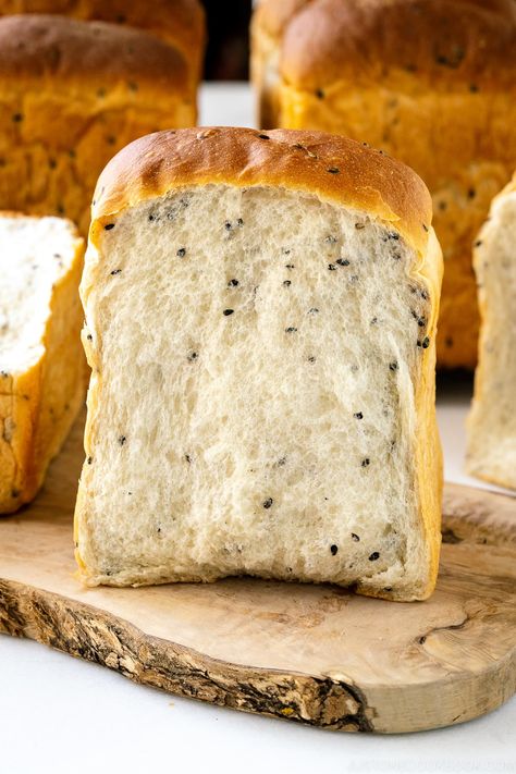 Black Sesame Milk Bread (Shokupan) 黒ごま食パン • Just One Cookbook Black Sesame Milk, Sesame Milk, Japanese Meals, Just One Cookbook, Japanese Milk Bread, Milk Bread Recipe, Fusion Recipes, Japanese Bread, Oven Bread