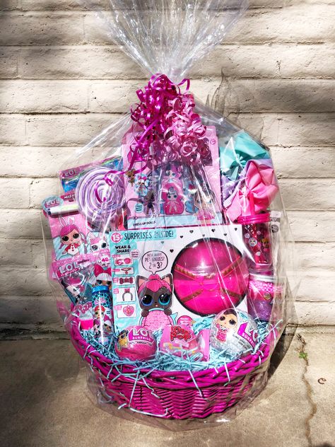 Lol Surprise Organization Ideas, Lol Easter Basket Ideas, Lol Surprise Storage, Lol Big Sister Dolls, Easter Baskets For Kids 8-10, Toy Gift Basket, Girls Easter Basket, Easter Surprise, Kids Gift Baskets