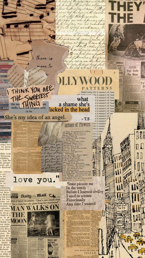 Dream House Drawing, Newspaper Collage, Vintage Template, Newspaper Clippings, Pretty Wallpapers Tumblr, Paper Background Design, Scrapbook Printing, Magazine Collage, Paper Collage Art