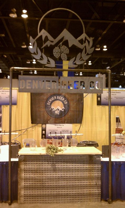 Simple booth made for Denver Beer Co. at the Great American Beer Festival. Denver, CO. #TSE #GABF #DenverBeerCo Beer Booth Design, Beer Festival Ideas, Beer Exhibition, Beer Garden Ideas, Brew Stand, Beer Stand, Beer History, Craft Beer Festival, Festival Booth