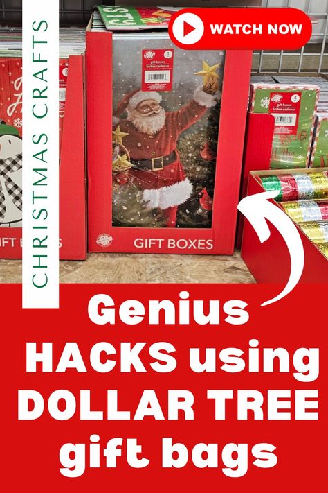 Gift bag hacks. Christmas DIY Crafts. Dollar Tree Christmas DIY Crafts. Christmas Decor Ideas Gift Bags Ideas What To Put In Christmas, Diy Treat Bags Christmas, Treat Bag Ideas For Christmas, Christmas Packages Ideas, Christmas Brown Bag Ideas, Diy Dollar Store Christmas Gifts, Diy Christmas Gift Bags Ideas, Diy Christmas Boxes Decor, Christmas Bag Decorating Ideas