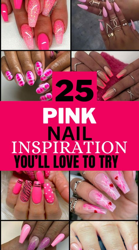 If you love pink nails then these nails are for you. These pink nail inspiration are the best and will suit any outfit you want to pair them with. These pink nail inspiration are beautiful so you can’t help but love them all. Pink Tips With Design, Pink Nails With Lines Design, Pink Nail Tip Designs, 2 Tone Pink Nails, Multi Colored Pink Nails, Pink Multicolor Nails, Pretty Pink Nails Design, Pink Nails 2024, Two Tone Pink Nails