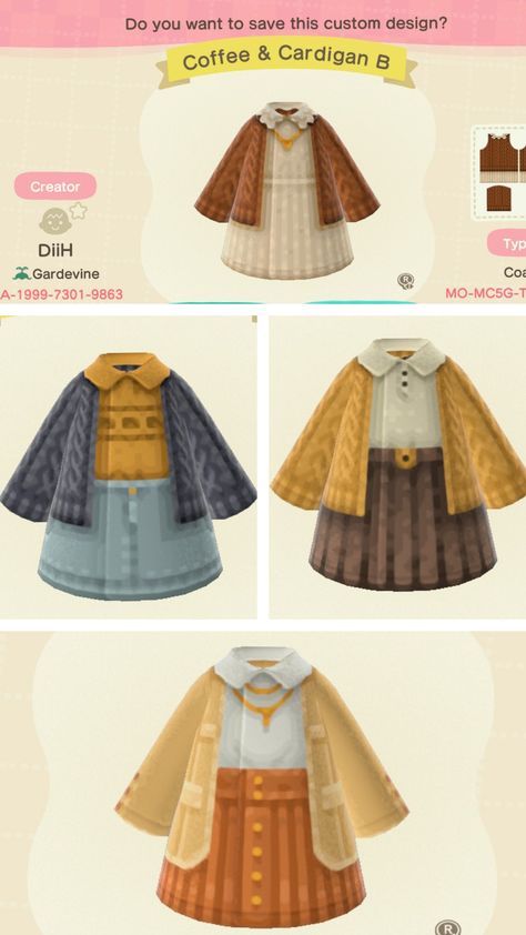 Acnh Isabelle Sweater, Acnh Vintage Clothes Codes, Animal Crossing Cardigan Design, Acnh Cardigans Code, Acnh Lesbian Outfit, Acnh Cowboy Outfit, Anch Fall Outfits Codes, Acnh Outfit Code Spring, Acnh Spring Clothes Codes