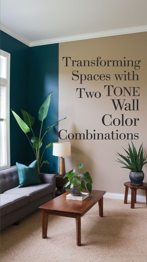 Here is a product description for the Transforming Spaces with Two Tone Wall Color Combinations:

Elevate your space with our innovative two-tone wall color combinations, effortlessly transforming your interior design with a single stroke of color. This game-changing product features a unique pairing of contrasting hues, ensuring a visually stunning look that adds depth and dimension to any room.living
#room
#wall Tall Ceiling Paint Ideas, 2 Paint Colors On One Wall, Floating Shelves Painted Same Color As Wall, Paint Two Walls In A Room, Painting A Room 2 Different Colors, Open Plan Different Colour Walls, Half Painted Wall High Ceiling, Paint Around Tv On Wall, Living Room Half Wall Paint