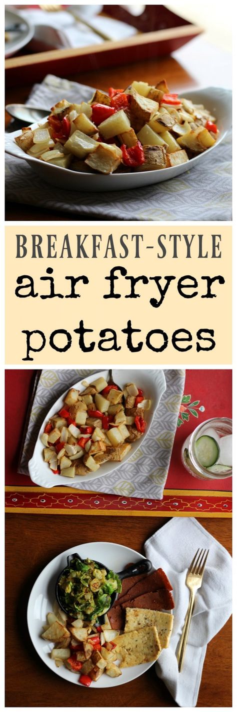 Breakfast-style air fryer potatoes: Make your morning meal easy with this delicious simple vegan and gluten-free recipe. | cadryskitchen.com Fried Breakfast Potatoes, Air Fryer Breakfast Potatoes, Crispy Breakfast Potatoes, Air Fryer Potatoes, Dairy Free Mashed Potatoes, Air Fryer Breakfast, Potato Breakfast Recipes, Breakfast Sides Dishes, Breakfast Sides