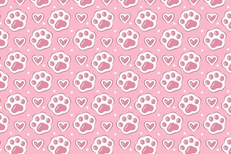 Free vector flat design paw prints backg... | Free Vector #Freepik #freevector #background #design #pattern #illustration Paw Print Background, Prints Background, Paw Background, Paw Wallpaper, Paw Print Pattern, Kawaii Background, Paw Pattern, Pink Dog, Pink Cat