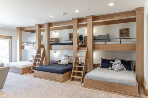 Lake House Bunk Rooms, Barndo Ideas, Bunk Room Ideas, Bunk Bed Room, Bunk Bed Rooms, Adult Bunk Beds, Custom Bunk Beds, Queen Bunk Beds, Lake Ideas