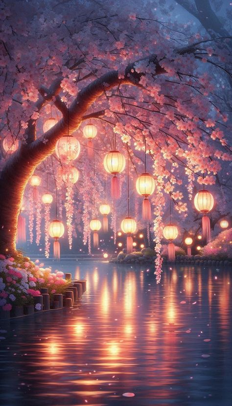 #AnimeGarden #4KWallpaper #CherryBlossoms #Lanterns #NatureScene #PeacefulAmbiance #SereneGarden #StudioGhibli #AnimeArt #NatureInspired #GhibliVibes #CLAMPStyle #TakehikoInoue Japan Lantern, Wish Wallpaper, Lugares Aesthetic, Photo Japon, Phone Wallpaper Nature, Cherry Blossom Wallpaper, Fantasy Wall Art, Dreamy Landscapes, Pretty Phone Wallpaper