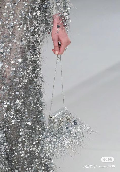 Pokemon Valentine, 2024 Couture, Fendi Couture, Silver Goddess, Haute Couture Details, Crystal Embroidery, Runway Details, Couture Outfits, Couture Details