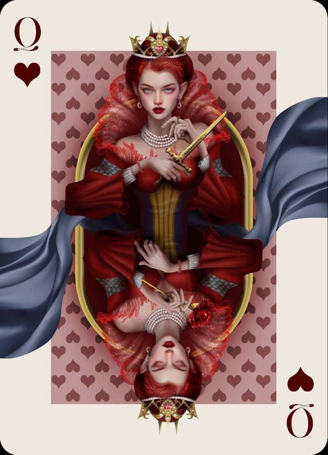 Queen Of Hearts Fanart, Alice In Wonderland Queen Of Hearts, Queen Of Hearts Aesthetic, Queen Of Hearts Art, Queen Of Cards, Queen Of Love, Alice In Wonderland Fanart, Queen Of Hearts Card, Alice In Wonderland Illustrations