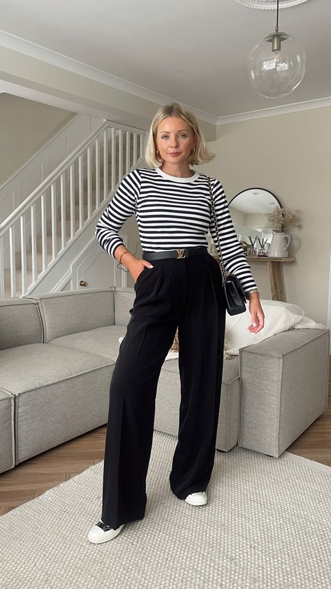 Black Wide Leg Pants Outfit, Wide Leg Pants Outfit Work, Casual Neutral Outfits, Fall Fashion Trends Casual, Wide Leg Outfit, Laura Byrnes, Wide Leg Pants Outfit, Blazer Outfits Casual, Chubby Fashion